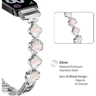 INF Kleeblatt-Perlmutt Armband diamantbesetzt, Zinklegierung, kompatibel mit Huawei Band 11/11 Pro Silber INF Kleeblatt-Perlmutt Armband diamantbesetzt, Zinklegierung, kompatibel mit Huawei Band 11/11 Pro Silber