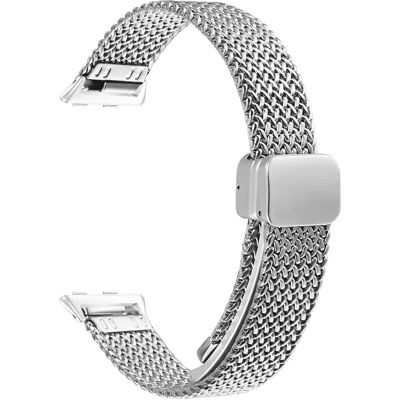 INF Edelstahl Fischgrät-Milanese-Armband kompatibel mit Huawei Band 11/11 Pro — Magnetverschluss, flexibles Metallgeflecht, Silber INF Edelstahl Fischgrät-Milanese-Armband kompatibel mit Huawei Band 11/11 Pro — Magnetverschluss, flexibles Metallgeflecht, Silber