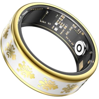 INF Multifunktionaler Smart Ring mit Muster - Edelstahl, Herzfrequenz, SpO2, Blutdruck (nicht medizinisch), Touchscreen, 10 INF Multifunktionaler Smart Ring mit Muster - Edelstahl, Herzfrequenz, SpO2, Blutdruck (nicht medizinisch), Touchscreen, 10
