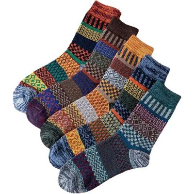 INF 5 Paar Polyester Crew Socken - Mehrfarbiges Muster Socken Pack INF 5 Paar Polyester Crew Socken - Mehrfarbiges Muster Socken Pack