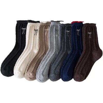 INF 7 Paar Wollsocken - Schwarz, Kaffee, Khaki, Blau, Creme, Hellgrau, Dunkelgrau - Thermisch, Atmungsaktiv, Bestickte Mid-Calf INF 7 Paar Wollsocken - Schwarz, Kaffee, Khaki, Blau, Creme, Hellgrau, Dunkelgrau - Thermisch, Atmungsaktiv, Bestickte Mid-Calf