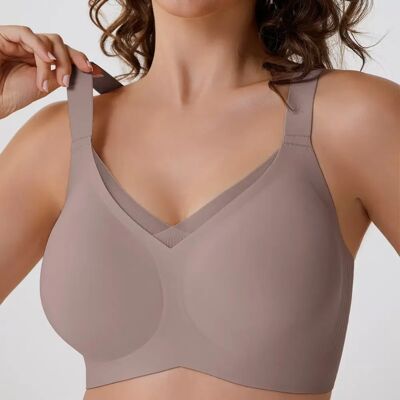 INF Nahtloser Deep-V Kabelloser Push-Up BH für Damen - Starker Halt & Komfort L Grau INF Nahtloser Deep-V Kabelloser Push-Up BH für Damen - Starker Halt & Komfort L Grau