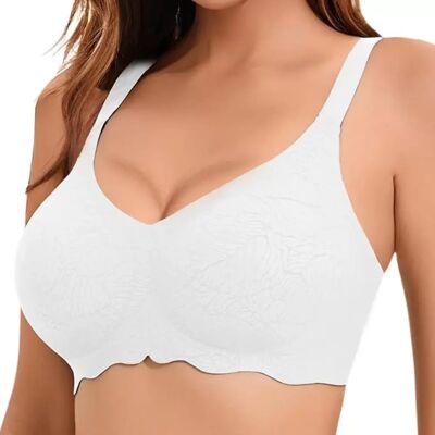INF Wireless Push-Up Bra 3D Cup Support — Seamless V-Neck Comfort, Strong Support for Large Busts Weiß XXXL INF Wireless Push-Up Bra 3D Cup Support — Seamless V-Neck Comfort, Strong Support for Large Busts Weiß XXXL