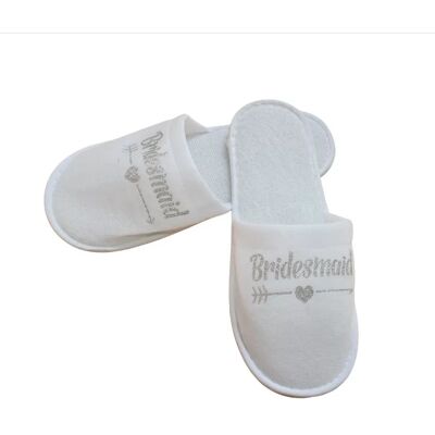 INF Weiße Hausschuhe 'Bridesmaid' für Hochzeits-Pyjamapartys – Komfort und Stil Silber INF Weiße Hausschuhe 'Bridesmaid' für Hochzeits-Pyjamapartys – Komfort und Stil Silber