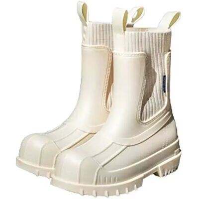 INF Englischer Stil Damen Wasserdichte Regenstiefel aus PVC mit elastischem Strickbund, modische kurze Gummistiefel, kompatibel Weiß 39 INF Englischer Stil Damen Wasserdichte Regenstiefel aus PVC mit elastischem Strickbund, modische kurze Gummistiefel, kompatibel Weiß 39