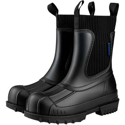 INF Englischer Stil Damen Wasserdichte Regenstiefel aus PVC mit elastischem Strickbund, modische kurze Gummistiefel, kompatibel Schwarz 36 INF Englischer Stil Damen Wasserdichte Regenstiefel aus PVC mit elastischem Strickbund, modische kurze Gummistiefel, kompatibel Schwarz 36