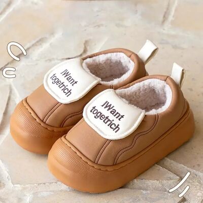 INF Winter Wasserdichte PU Leder Fleece Gefütterte Warme Dicke Sohle Baumwoll Hausschuhe Kaffee 36 INF Winter Wasserdichte PU Leder Fleece Gefütterte Warme Dicke Sohle Baumwoll Hausschuhe Kaffee 36