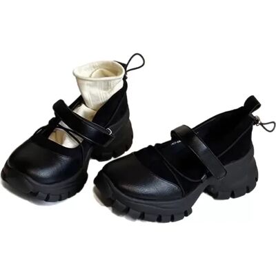 INF Platform Mary Jane Schuhe – Retro Klobige Sohle Sportschuhe mit Verstecktem Absatz Schwarz 38 INF Platform Mary Jane Schuhe – Retro Klobige Sohle Sportschuhe mit Verstecktem Absatz Schwarz 38