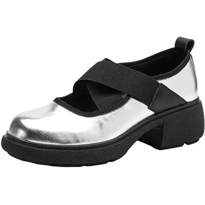 INF Retro Mary Jane Schuhe mit Blockabsatz: Bequem, stilvoll und vielseitig Silber 37 INF Retro Mary Jane Schuhe mit Blockabsatz: Bequem, stilvoll und vielseitig Silber 37