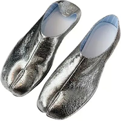 INF Bequeme Split-Toe-Schuhe – Flache PU- und Mikrofaser-Schuhe für Freizeitkleidung Silber 36 INF Bequeme Split-Toe-Schuhe – Flache PU- und Mikrofaser-Schuhe für Freizeitkleidung Silber 36