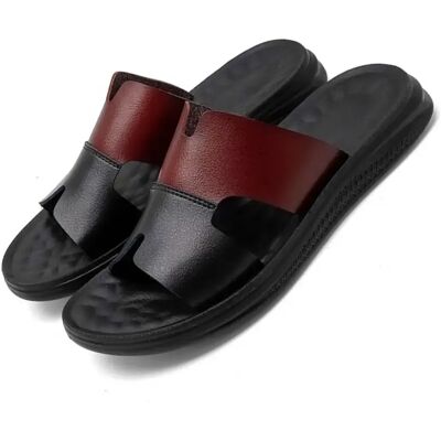 INF Atmungsaktive & bequeme Herren PU Leder Open Toe Sandalen Weinrot 47 INF Atmungsaktive & bequeme Herren PU Leder Open Toe Sandalen Weinrot 47
