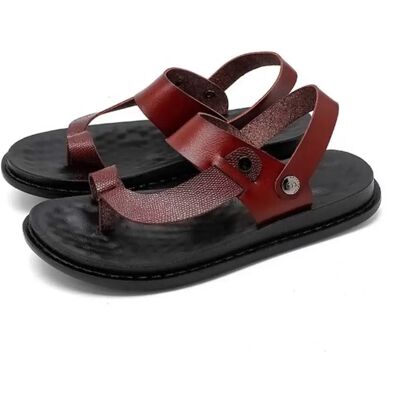 INF Herren PU Leder Zehentrenner Große Größen Weiche Sohle Strandsandalen Lässige Outdoor-Slipper Weinrot 43 INF Herren PU Leder Zehentrenner Große Größen Weiche Sohle Strandsandalen Lässige Outdoor-Slipper Weinrot 43