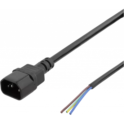 Deltaco Modell C14 Stromkabel - 2m, Unisoliert, Schwarz Deltaco Modell C14 Stromkabel - 2m, Unisoliert, Schwarz
