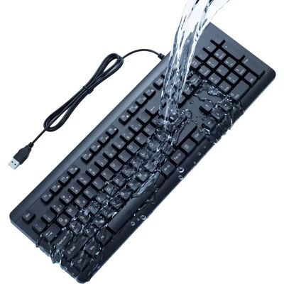 INF IPX7 wasserdichte Silent Ergonomische Multimedia-Tastatur — Waschbare Membran-Tasten, Verstellbarer Stand, USB INF IPX7 wasserdichte Silent Ergonomische Multimedia-Tastatur — Waschbare Membran-Tasten, Verstellbarer Stand, USB