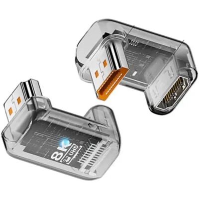 INF 8K UHD 2.1 Female to Male U-Shaped Adapter 180 Degree Angle Connector für Computer, Monitor und TV - 3er Pack Transparent INF 8K UHD 2.1 Female to Male U-Shaped Adapter 180 Degree Angle Connector für Computer, Monitor und TV - 3er Pack Transparent