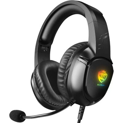 INF Kabelgebundenes Gaming-Headset Schwarz, Einzelstecker-Version mit One-to-Two Audio-Splitter-Kabel, LED-Beleuchtung, INF Kabelgebundenes Gaming-Headset Schwarz, Einzelstecker-Version mit One-to-Two Audio-Splitter-Kabel, LED-Beleuchtung,