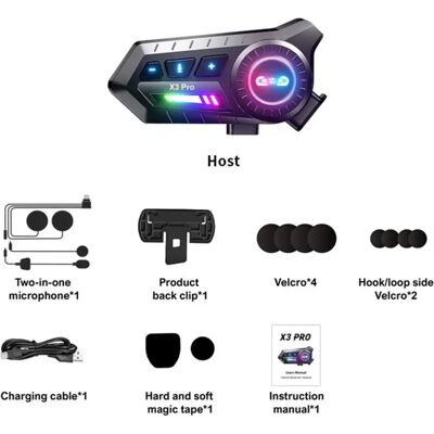 INF Motorrad-Helm wasserdichtes Noise-Cancelling Bluetooth-Headset mit 2-in-1 Mikrofon, Bluetooth 6.0, IP67 und RGB-Beleuchtung INF Motorrad-Helm wasserdichtes Noise-Cancelling Bluetooth-Headset mit 2-in-1 Mikrofon, Bluetooth 6.0, IP67 und RGB-Beleuchtung