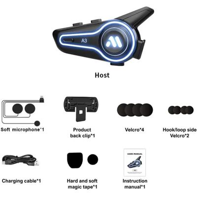 INF Bluetooth-Headset für Helme – Weiches Mikrofon, Bluetooth 5.4, IP67 wasserdicht, 1000 mAh Akku, RGB-Beleuchtung INF Bluetooth-Headset für Helme – Weiches Mikrofon, Bluetooth 5.4, IP67 wasserdicht, 1000 mAh Akku, RGB-Beleuchtung