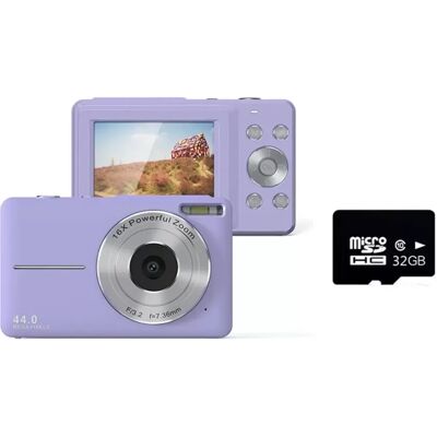 INF Lila Kompaktkamera mit Autofokus, 44 MP maximaler Auflösung, 16-fachem Digitalzoom und 1080p-Video INF Lila Kompaktkamera mit Autofokus, 44 MP maximaler Auflösung, 16-fachem Digitalzoom und 1080p-Video