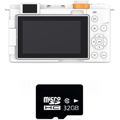 INF 12X Optischer Zoom spiegellose Kamera mit Flip-Touchscreen, 4K-Video & 72MP-Fotos, WiFi, inkl. 32GB TF-Karte, Weiß INF 12X Optischer Zoom spiegellose Kamera mit Flip-Touchscreen, 4K-Video & 72MP-Fotos, WiFi, inkl. 32GB TF-Karte, Weiß