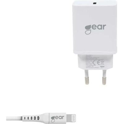 GEAR Ladegerät C94 - 120-240V, USB-C PD 20W, Lightning auf USB-C GEAR Ladegerät C94 - 120-240V, USB-C PD 20W, Lightning auf USB-C