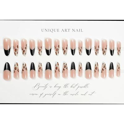 INF Französische Leopard Print Lange Nagelaufkleber - Salonqualität Look INF Französische Leopard Print Lange Nagelaufkleber - Salonqualität Look