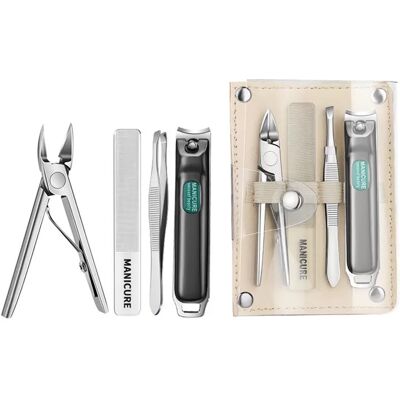 INF Matt Gunmetal Nagelknipser Set – 4-teiliges Maniküre-Set mit transparentem Lederetui INF Matt Gunmetal Nagelknipser Set – 4-teiliges Maniküre-Set mit transparentem Lederetui
