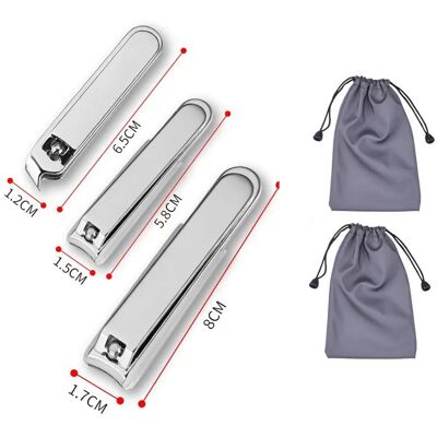 INF Anti-Spritz Nagelknipser Set: Klein, Groß & Schräg - Silber mit Aufbewahrungsbeuteln INF Anti-Spritz Nagelknipser Set: Klein, Groß & Schräg - Silber mit Aufbewahrungsbeuteln