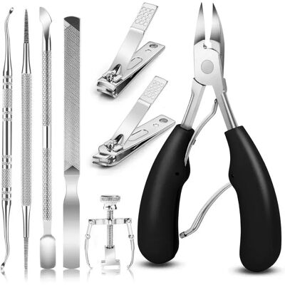 INF 8-teiliges Nagelknipser-Set aus Edelstahl für eingewachsene und dicke Nägel Schwarz INF 8-teiliges Nagelknipser-Set aus Edelstahl für eingewachsene und dicke Nägel Schwarz