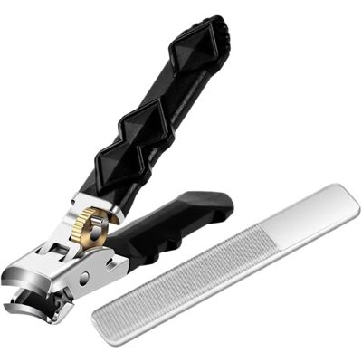 INF Nagelknipser mit breiter Backe und gekrümmter Zahnradverriegelung, langer Griff und Nagelfeile, ABS+Edelstahl, Schwarz INF Nagelknipser mit breiter Backe und gekrümmter Zahnradverriegelung, langer Griff und Nagelfeile, ABS+Edelstahl, Schwarz