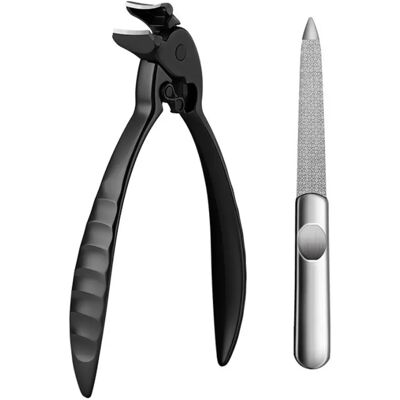 INF Vogelförmiges Nagelknipser-Set mit Langgriff, gebogene Form, Spritzschutz-Verschluss, Edelstahl, inkl. Nagelfeile Schwarz INF Vogelförmiges Nagelknipser-Set mit Langgriff, gebogene Form, Spritzschutz-Verschluss, Edelstahl, inkl. Nagelfeile Schwarz