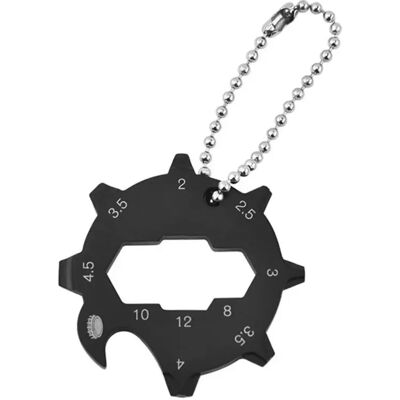 INF Achteckige 11-in-1 Edelstahl-Multifunktionskarte mit Schlüsselring und Flaschenöffner — Tragbares Schwarz INF Achteckige 11-in-1 Edelstahl-Multifunktionskarte mit Schlüsselring und Flaschenöffner — Tragbares Schwarz