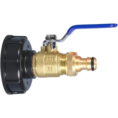 INF IBC-Tank Adapter mit 6-fen Doppel-Außengewinde Messing-Kugelhahn und 1/2 inch Messingdüse, verstärkter ABS+Messing Anschluss INF IBC-Tank Adapter mit 6-fen Doppel-Außengewinde Messing-Kugelhahn und 1/2 inch Messingdüse, verstärkter ABS+Messing Anschluss