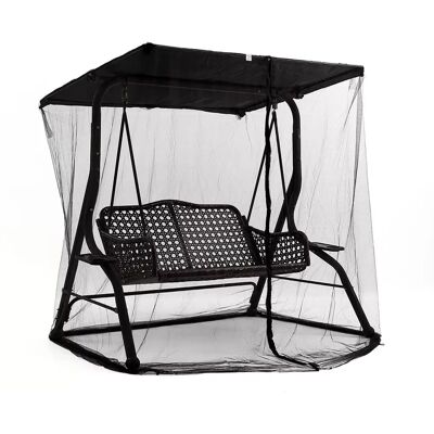 INF Extra großes Moskitonetz für Schaukel 3 Personen 1.25x2.05x2.05 - Schwarzes Polyester-Schutznetz für Terrasse & Hängesessel INF Extra großes Moskitonetz für Schaukel 3 Personen 1.25x2.05x2.05 - Schwarzes Polyester-Schutznetz für Terrasse & Hängesessel