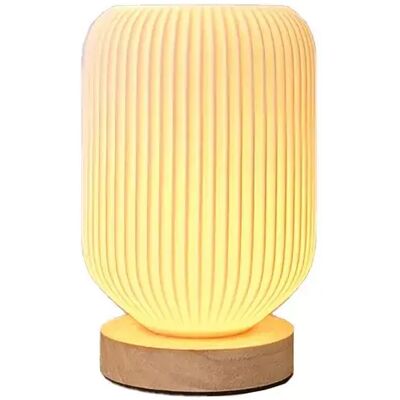 INF USB Dimmbare 3D-gedruckte Tischlampe mit Holzfuß - Moderne Nachttischlampe INF USB Dimmbare 3D-gedruckte Tischlampe mit Holzfuß - Moderne Nachttischlampe