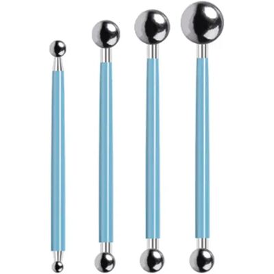 INF Blauer Kugelstift Satz - 4 Edelstahl Modellierwerkzeuge für Ton, Fondant und Töpferei INF Blauer Kugelstift Satz - 4 Edelstahl Modellierwerkzeuge für Ton, Fondant und Töpferei