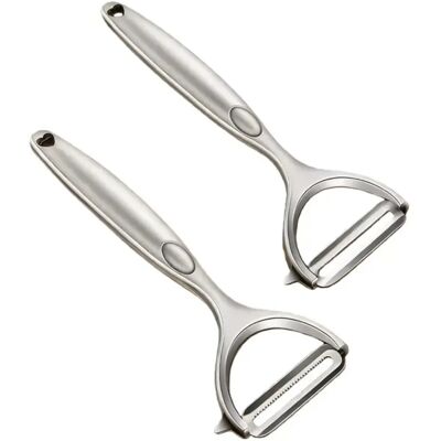 INF 2-teiliges Multifunktionales Edelstahl-Schäler-Set: Glatte & gezackte Klingen für Obst & Gemüse INF 2-teiliges Multifunktionales Edelstahl-Schäler-Set: Glatte & gezackte Klingen für Obst & Gemüse