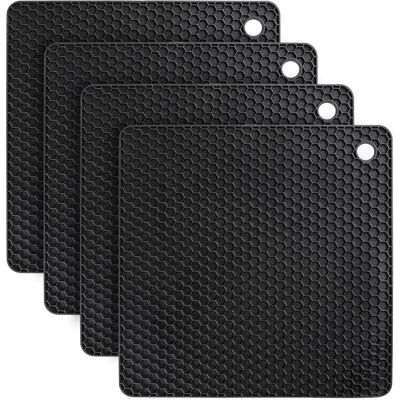 INF 4er-Set Silikon-Topflappen - 18cm Quadratische Hitzebeständige Untersetzer Schwarz INF 4er-Set Silikon-Topflappen - 18cm Quadratische Hitzebeständige Untersetzer Schwarz