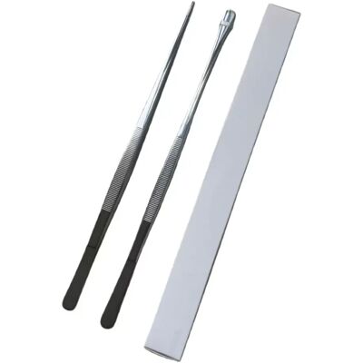 INF 30cm Edelstahl-Pinzetten-Set, Anti-Rutsch, 2 Stück, Mehrzweck-Greifzangen Silber INF 30cm Edelstahl-Pinzetten-Set, Anti-Rutsch, 2 Stück, Mehrzweck-Greifzangen Silber