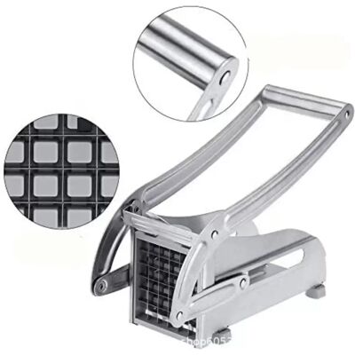 INF Multifunktionaler Pommes-Schneider aus Edelstahl – Manueller Kartoffel- und Gurken-Schneider, Silber INF Multifunktionaler Pommes-Schneider aus Edelstahl – Manueller Kartoffel- und Gurken-Schneider, Silber