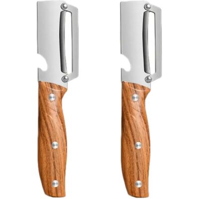 INF Edelstahl-Gemüseschäler 2er-Set mit Holzgriff – Silber, multifunktionaler Küchen-Kartoffelschäler INF Edelstahl-Gemüseschäler 2er-Set mit Holzgriff – Silber, multifunktionaler Küchen-Kartoffelschäler