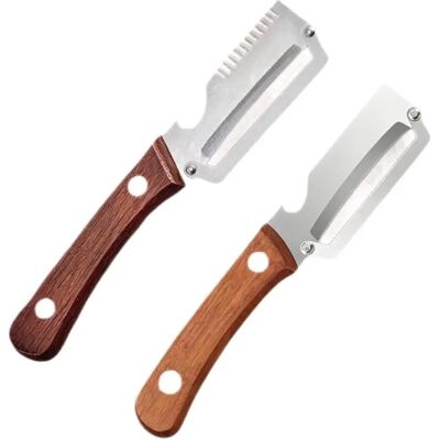 INF Multifunktionaler Gemüseschäler 2er-Pack – Edelstahlklinge mit Holzgriff für Kartoffeln, Obst, Spargel und Julienne-Schnitt INF Multifunktionaler Gemüseschäler 2er-Pack – Edelstahlklinge mit Holzgriff für Kartoffeln, Obst, Spargel und Julienne-Schnitt