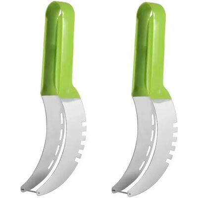 INF Edelstahl Wassermelonen-Schneider 2er-Set Grün - Multifunktionaler Obstschneider und Melonenschneider INF Edelstahl Wassermelonen-Schneider 2er-Set Grün - Multifunktionaler Obstschneider und Melonenschneider