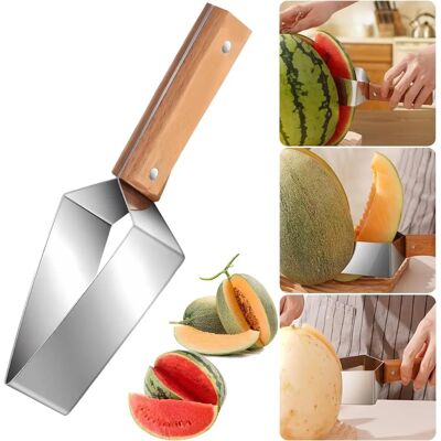 INF Edelstahl Wassermelonen-Schneider 2-teiliges Set – Würfelschneider und Gabel für schnelles, sauberes Servieren, Silber INF Edelstahl Wassermelonen-Schneider 2-teiliges Set – Würfelschneider und Gabel für schnelles, sauberes Servieren, Silber