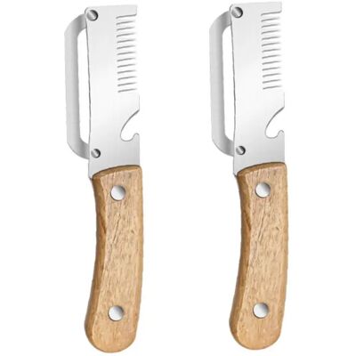 INF Holzgriff Gemüseschäler 2er-Set — Edelstahl Handschäler mit Flaschenöffner, Silber INF Holzgriff Gemüseschäler 2er-Set — Edelstahl Handschäler mit Flaschenöffner, Silber