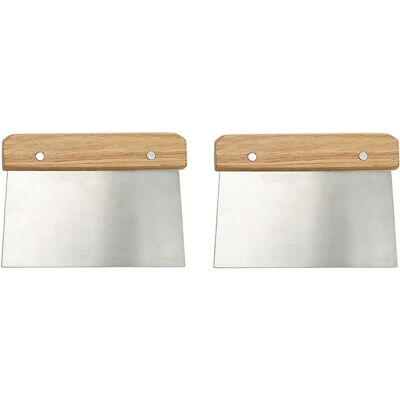 INF Teigschaber mit Holzgriff 15cm x 11.2cm x 3.2cm - 430er Edelstahl, Gummibaumholzgriff, Silber, 2er-Set INF Teigschaber mit Holzgriff 15cm x 11.2cm x 3.2cm - 430er Edelstahl, Gummibaumholzgriff, Silber, 2er-Set