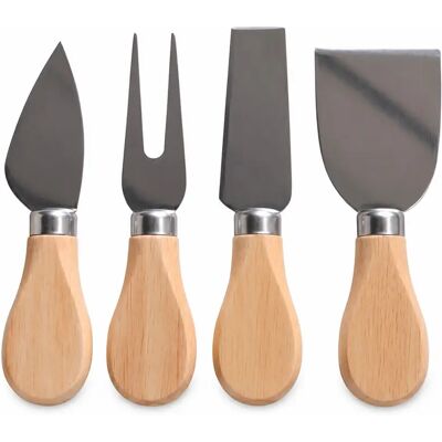 INF 4-teiliges Käsemesser-Set mit Eichenholzgriffen und Edelstahlklingen – Buttermesser, Käsegabel, Tortenheber, INF 4-teiliges Käsemesser-Set mit Eichenholzgriffen und Edelstahlklingen – Buttermesser, Käsegabel, Tortenheber,