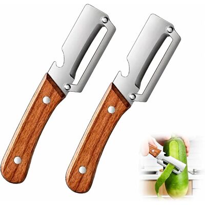 INF Edelstahl-Schäler mit Holzgriff 2er-Set – Multifunktionaler Kartoffel- und Gemüseschäler, Silber INF Edelstahl-Schäler mit Holzgriff 2er-Set – Multifunktionaler Kartoffel- und Gemüseschäler, Silber