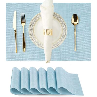 INF 6er Set Tischsets, 30x45 cm, gemischte Farben Blau + Weiß INF 6er Set Tischsets, 30x45 cm, gemischte Farben Blau + Weiß