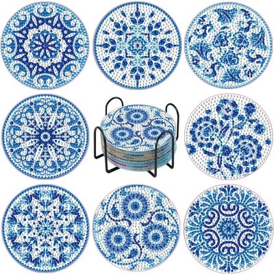 INF 8-teiliges Mandala Diamant Malerei Untersetzer Set mit Acryl und Glitzersteinen, kompatibel mit Heimdekoration und INF 8-teiliges Mandala Diamant Malerei Untersetzer Set mit Acryl und Glitzersteinen, kompatibel mit Heimdekoration und